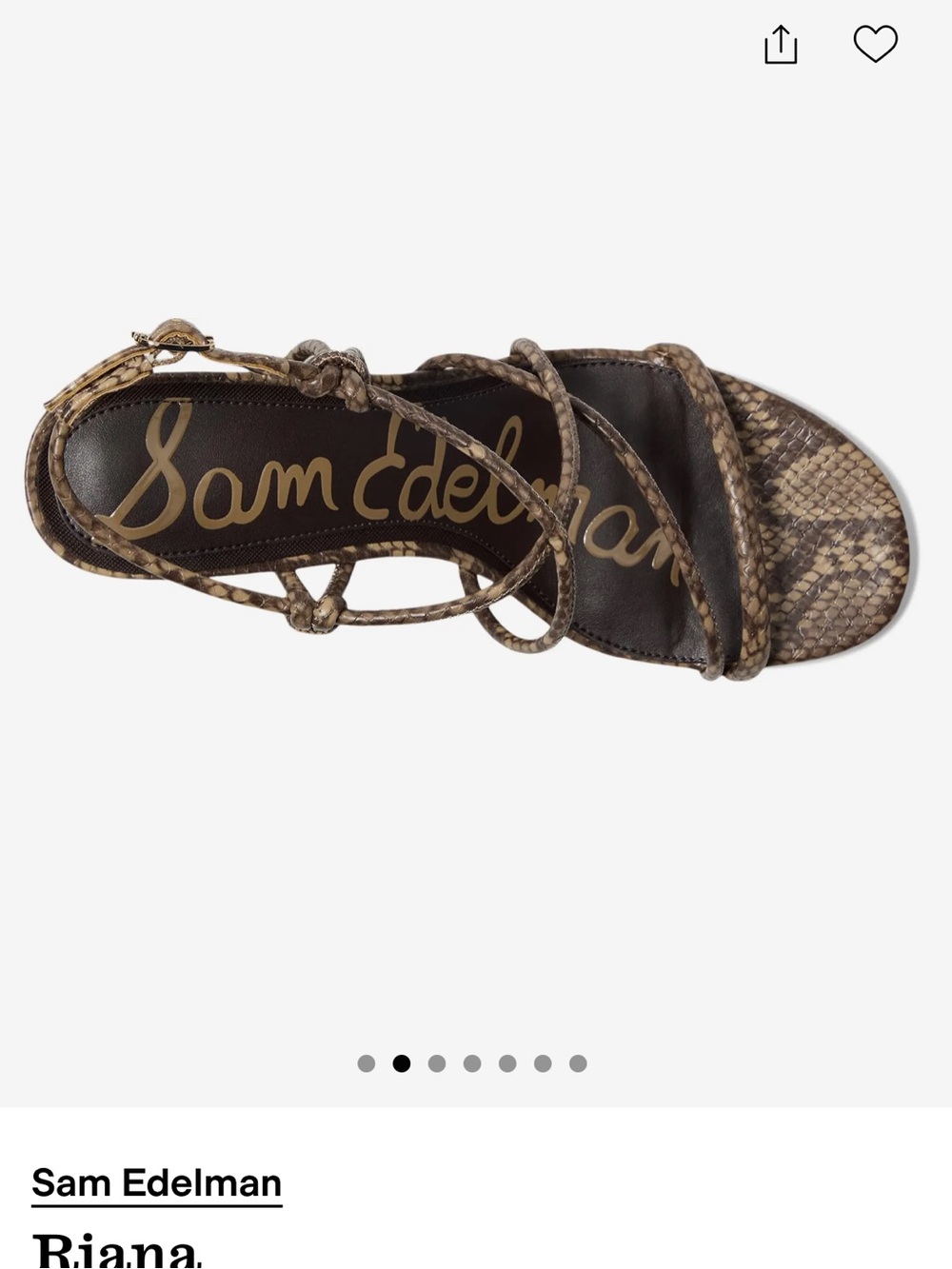 Sam Edelman Brown Snake-Print Knotted Strappy Heeled Sandals - Picture 2 of 7